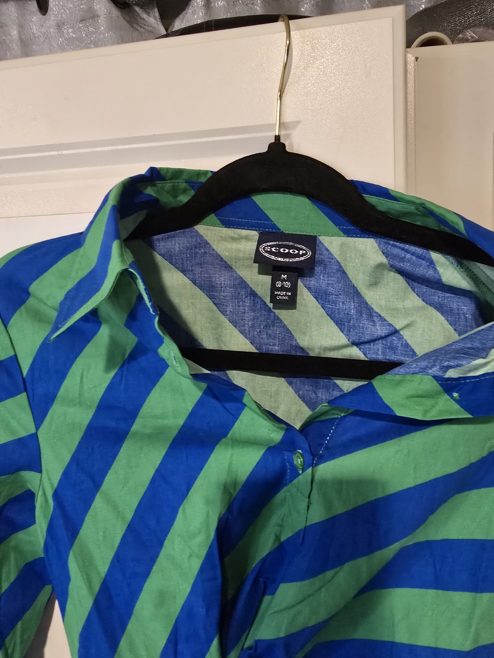 COOP Women’s Green and Blue Striped Midi Dress